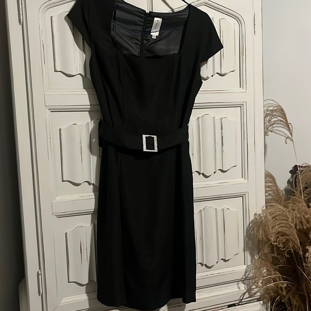 Black cocktail belted dress Sz 10